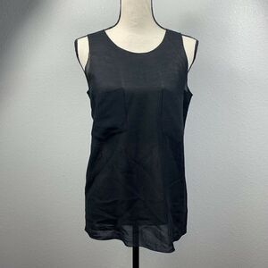Emporio Armani Sleeveless Blouse Tank Womens Medium 40 Black Sheer Wool